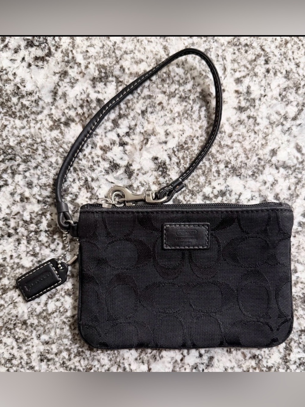Coach Black Signature Jacquard Wristlet